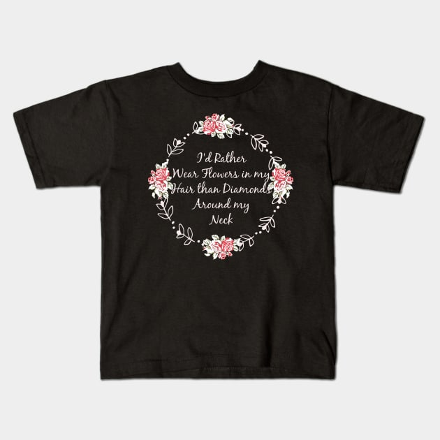 Flowers in Her Hair Hippie Kids T-Shirt by ArtisticEnvironments